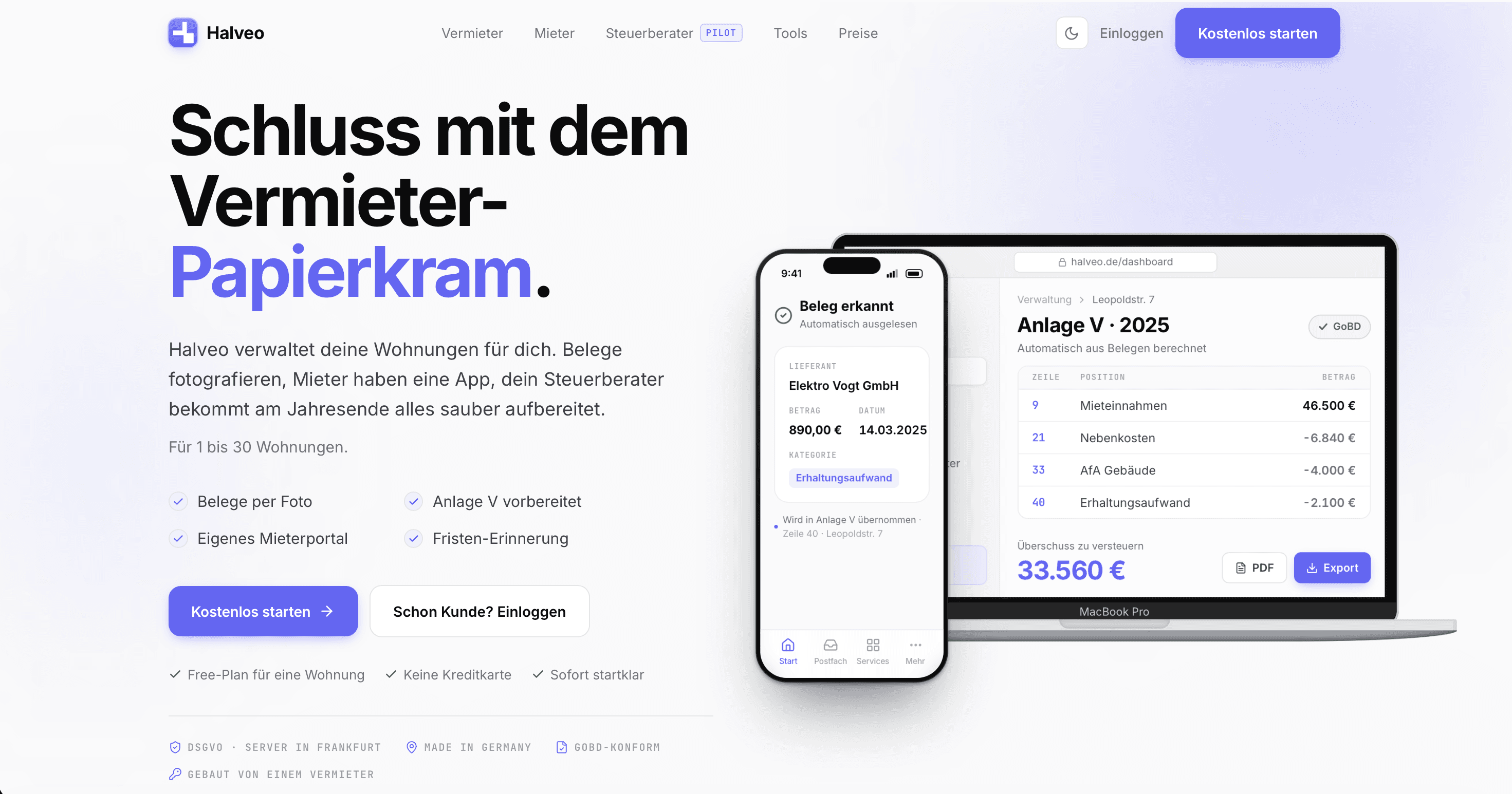 Halveo, Bildschirmfoto